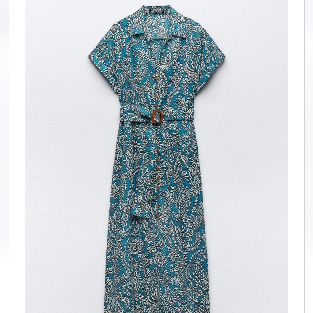 Zara Prnted Shirt Dress Size M